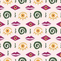 Abstract seamless pattern with lips and eyes. Hand drawn organic shapes for fabric, wrapping paper, textile, wallpaper, home apparel and much more. vector