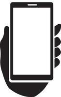 Smartphone in hand simple icon. Vector