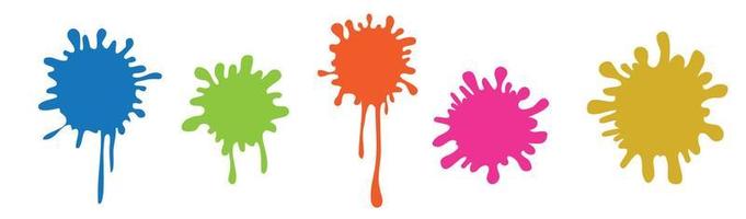 Vector set of ink blobs. Color splatter isolated on white background