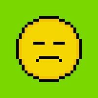 Yellow emoticon in pixel art style vector