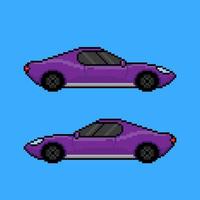 coche violeta en diseño de pixel art vector