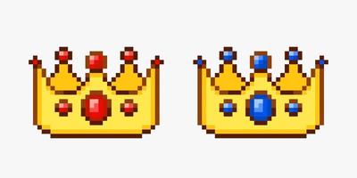 Crown collection in pixel art style vector