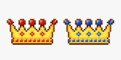 Crown collection in pixel art style vector