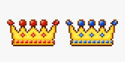 Crown collection in pixel art style vector