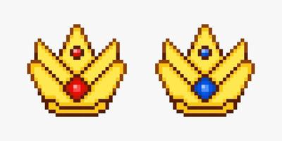 Crown collection in pixel art style vector