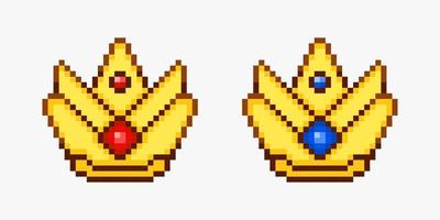 Crown collection in pixel art style vector