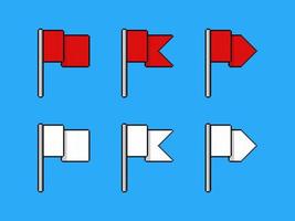 Red and white flags in pixel art style vector