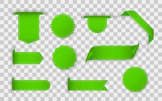 colecciones de etiquetas de cintas verdes insignias y etiquetas aisladas en blanco vector