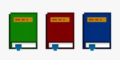 Books set pixel art vector