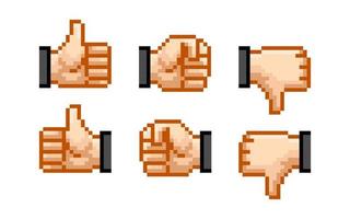 Hand gesture pixel art vector