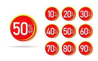 Set of red discount tags and sale stickers vector