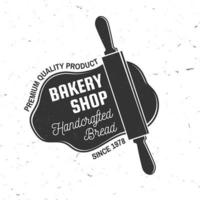 Bakery shop. Vector. Concept for badge, shirt, label, stamp or tee. Typography design with rolling pin, text, dough silhouette. Template for restaurant identity objects, packaging and menu vector