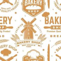 Bakery shop seamless pattern or background. Vector. Seamless bakery pattern with with rolling pin, mustache , wheat ears silhouette. Bakery shop texture. vector