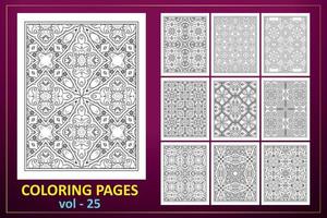diseño de página para colorear mandala kdp. Fondo de mandala de página para colorear. patrón de libro de coloración floral en blanco y negro. vector