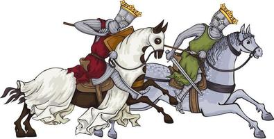 caballero medieval .king.rider en armadura de correo a caballo. vector