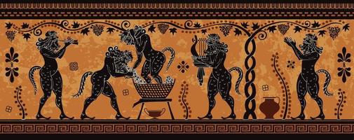 Ancient greece.History.Culture.Black figure pottery design. vector