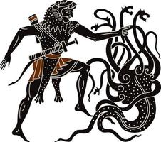 Hercules heroic deed,Ancient warrior and monster, vector