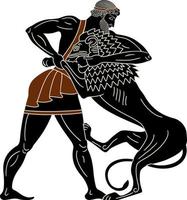 Hercules heroic deed,Ancient warrior and monster, vector