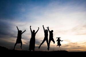 Silhouette of people happy time photo