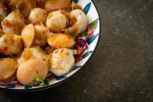 Meatball and fishball spicy salad photo