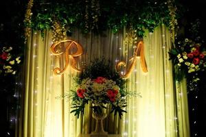 Wedding arch, wedding, wedding moment, wedding decorations, flowers, chairs, outdoor ceremony in the open air photo