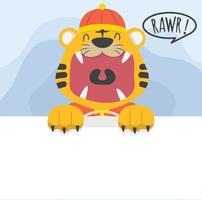 Cute tiger open mouth celebrate chinese new year vector