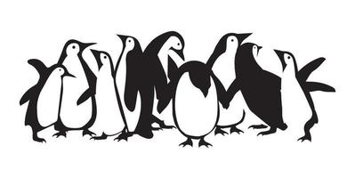 penguin family  in different poses set vector