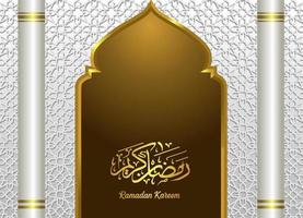 Ramadan Kareem Islamic greeting design background dome mosque with arabic pattern calligraphy vector