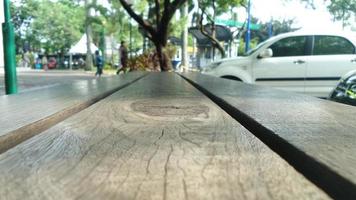 Texture of wooden chairs in the garden, photo