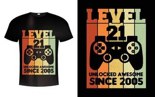 Level T-Shirt Design Gamming T-shirt Joistick T-Shirt vector