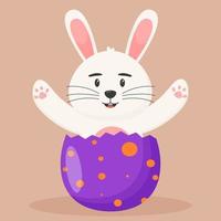 Cute Easter bunny is sitting in an Easter egg. Easter concept vector