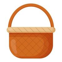 Wicker basket. Empty wicker basket for Easter, picnic. Wooden accessory for storage or carrying vector