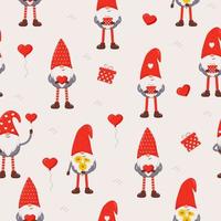 Cute little gnomes seamless pattern. Cute Valentine gnomes vector