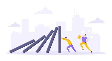 Domino effect or business resilience metaphor vector illustration.