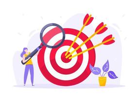 Goal achievement business concept sport target icon and arrows in the bullseye. vector