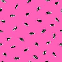 Seamless pattern with hand drawn watermelon's seeds vector illustration. Summer, bright, party fabric texture with seeds on isolated pink background.