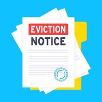 Eviction notice legal document on the clipboard with stamp. vector