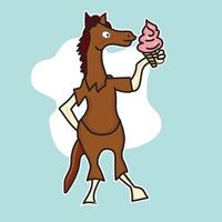 cute horse ice-cream vector