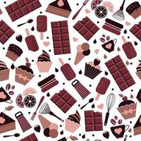 día mundial del chocolate. 11 de julio. patrón sin costuras. ilustración vectorial vector