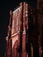 Laser lighting show on the walls of Cathedral Notre Dame de Strasbourg photo