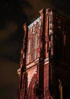 Laser lighting show on the walls of Cathedral Notre Dame de Strasbourg photo