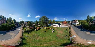 Aerial drone 360-degree panoramic view of Le Hohwald. Alsace, France. photo