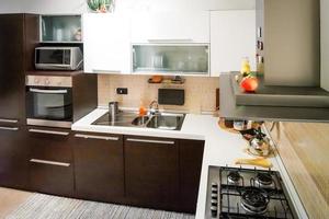 Modern comfortable kitchen, equipped with everything you need. Nice place to cook. photo