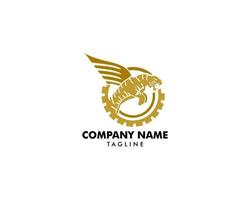 Tiger with wings vector logo design template