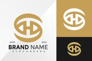 plantilla de ilustración de vector de diseño de logotipo de empresa de círculo de letra sh o hs