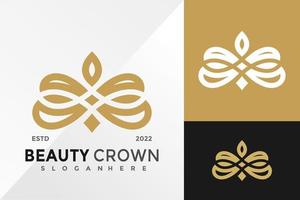 plantilla de ilustración de vector de diseño de logotipo de corona de belleza de lujo