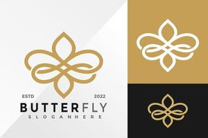 plantilla de ilustración vectorial de diseño de logotipo de boutique de mariposas de lujo vector