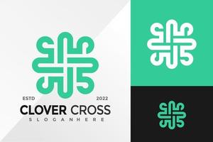 Celtic Clover Cross Modern Logo Design Vector illustration template