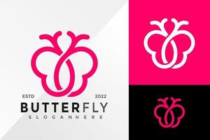 plantilla única de ilustración vectorial de diseño de logotipo de mariposa vector