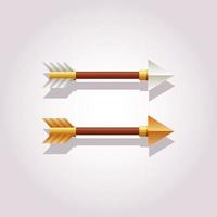 Realistic  arrows in two colors silver and gold. Elements for game, web or design advertisign vector